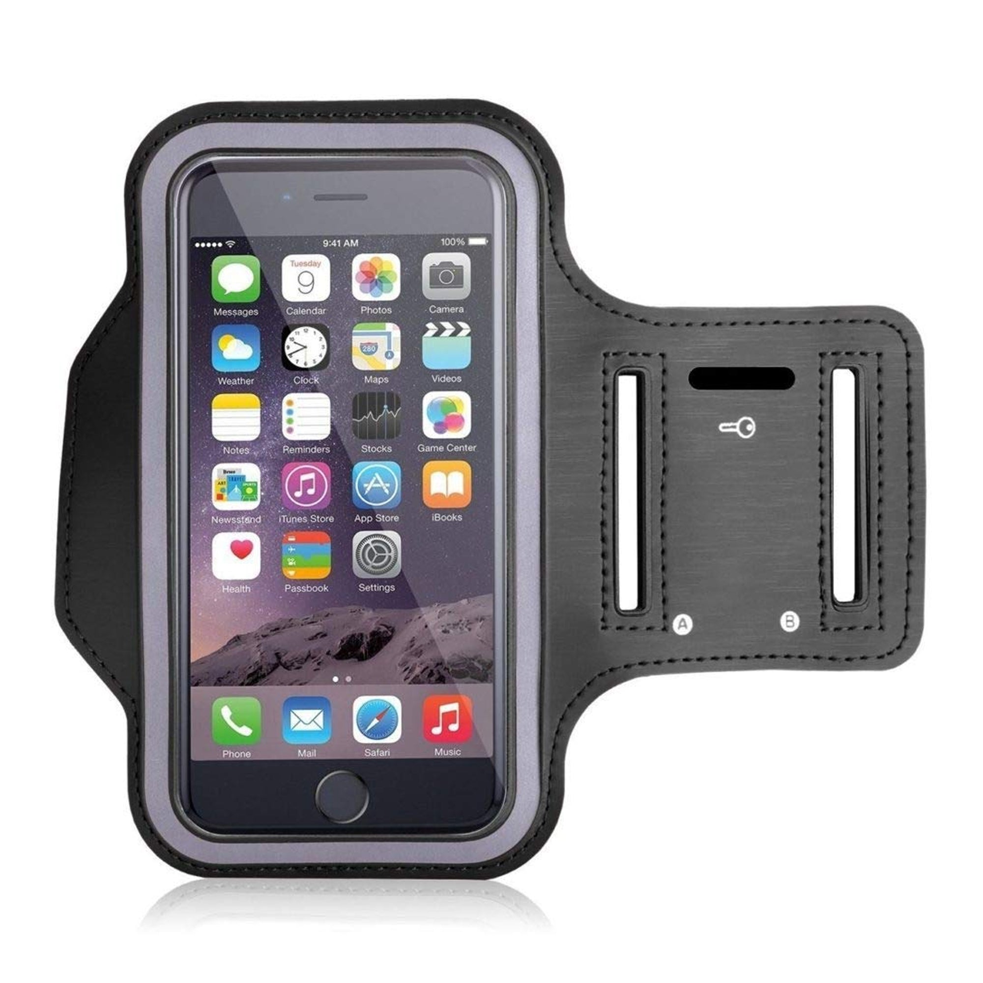 Water‑Resistant Neoprene Phone Running Armband – Reflective Strips, Elastic Fit Up to 7″ – Secure Gym & Outdoor Fitness Accessory