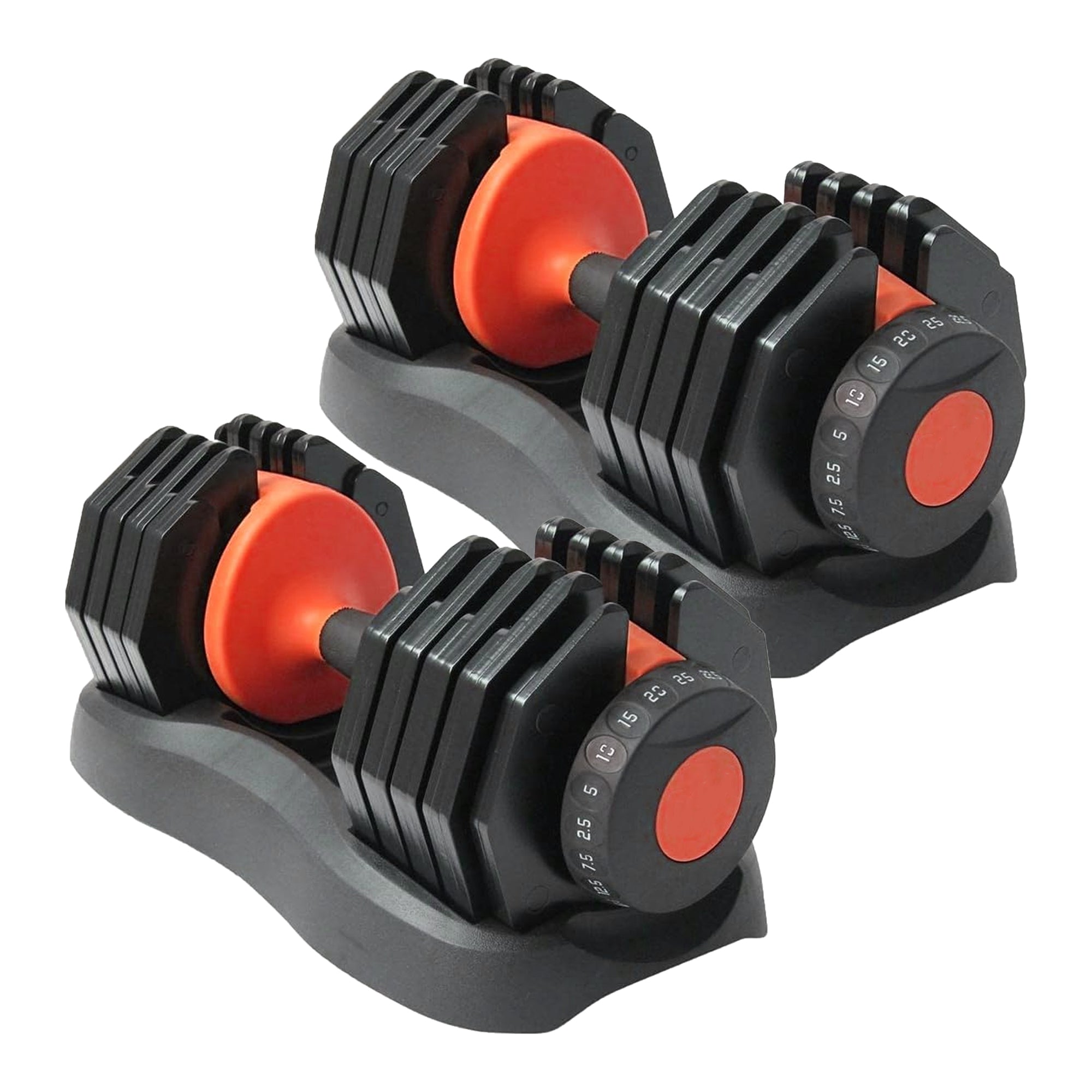 Adjustable Dumbbells Set 25kg Pair – Compact 10-in-1 Free Weights with Quick Switch Dial & Safety Lock for Strength Workouts in Home Gym Spaces