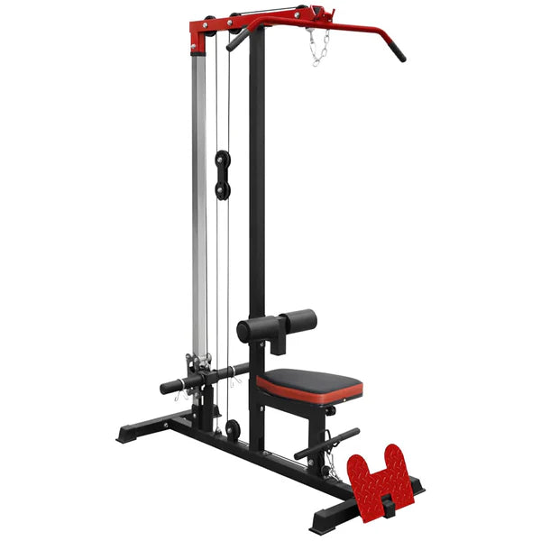 Compact Cable Pulldown Machine with Adjustable Seat, Quiet Dual Pulley System & Footplate – Ideal for Full-Body Home Gym Workouts in Small Spaces
