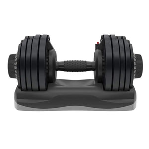 Pair of adjustable dumbbells on a white background