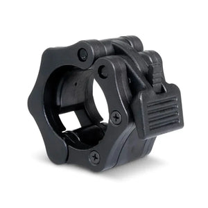 Black metal clamp on a white background