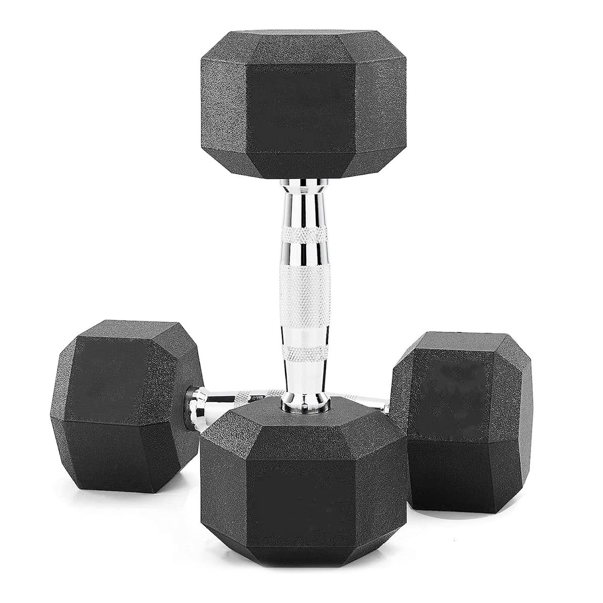 Hex Dumbbell Pairs – 2.5kg to 60kg Range Available – Rubber Coated Anti-Roll Weights with Chrome Handles – Full Dumbbell Range for Home Gym Strength Training UK