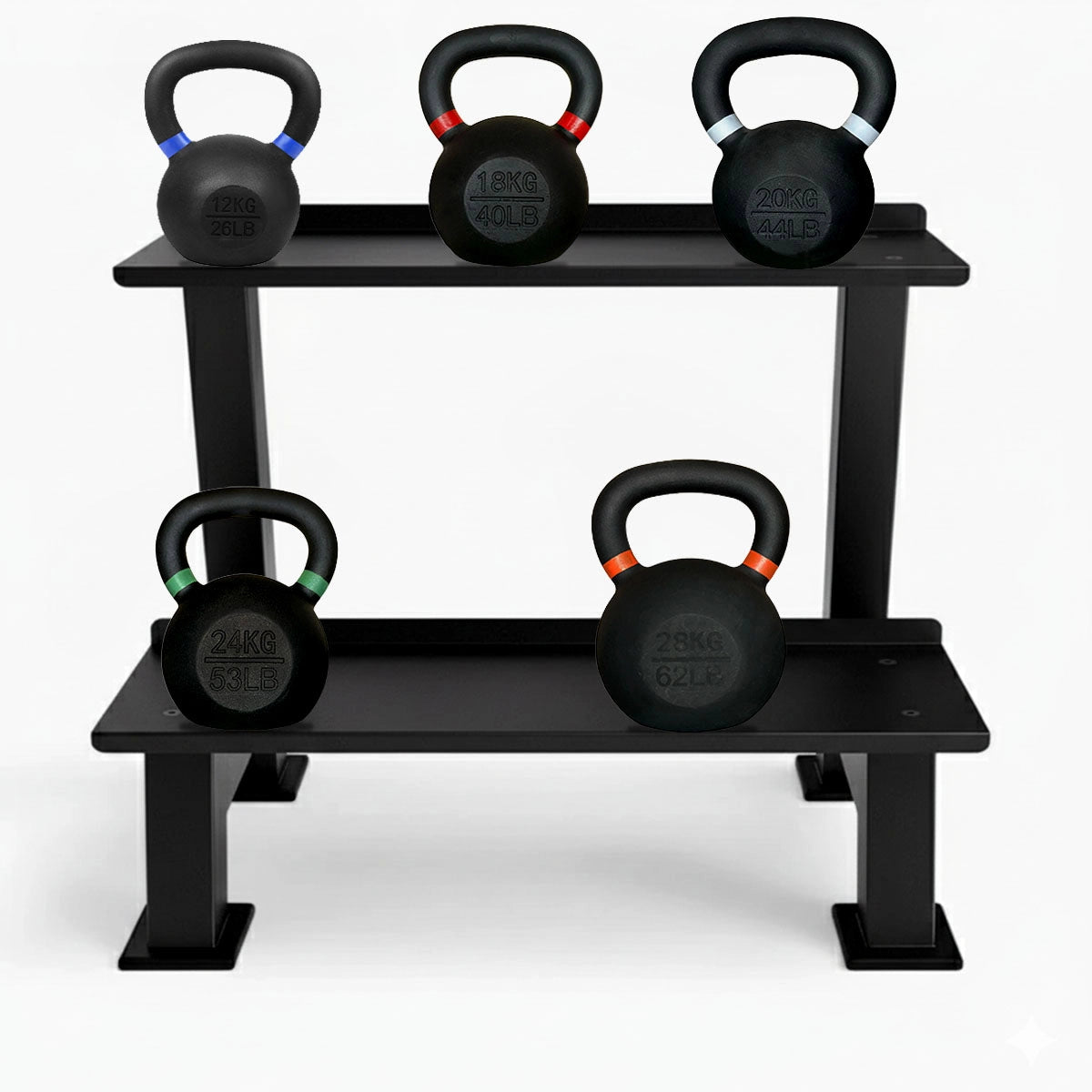 Heavy-Duty Steel Kettlebell Storage Rack – Compact Space-Saving Home Gym Organizer