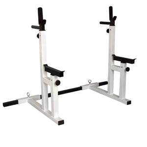White and black weight lifting stand on a white background