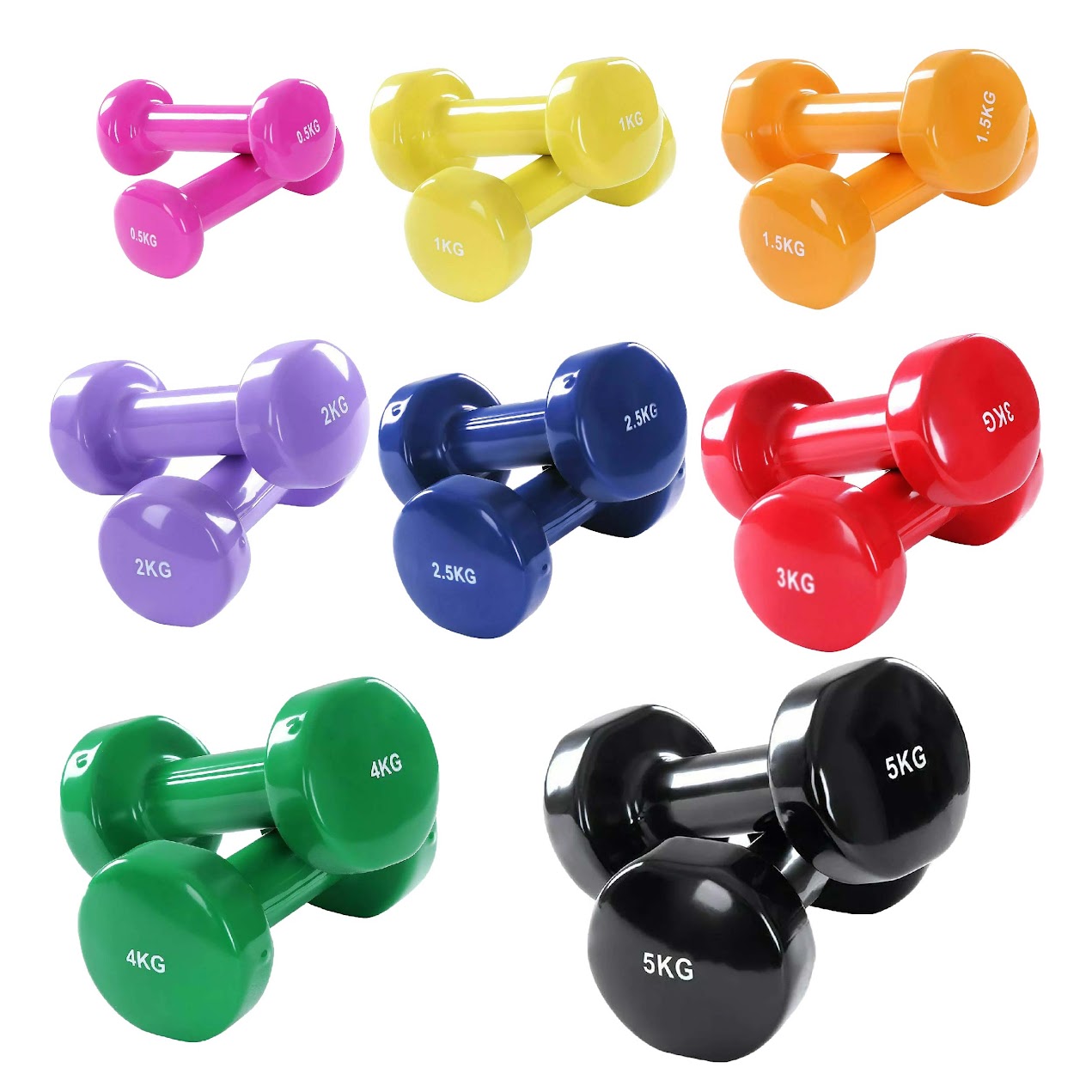 Neoprene Vinyl Dumbbell Set – Color Coded Hand Weights for Strength Training & Home Workouts, Space Saving Gym Equipment