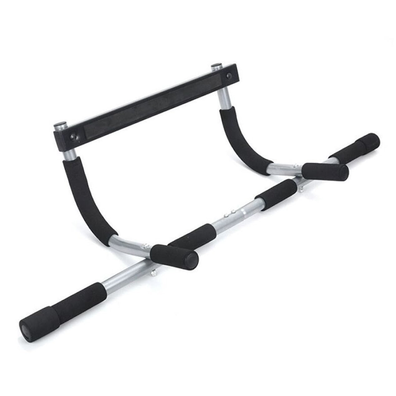 Foldable Chin-Up & Pull-Up Bar | No Drilling Needed | Multi-Grip Handles for Upper Body Training | Fits 61–81 cm Door Frames | Black & Grey