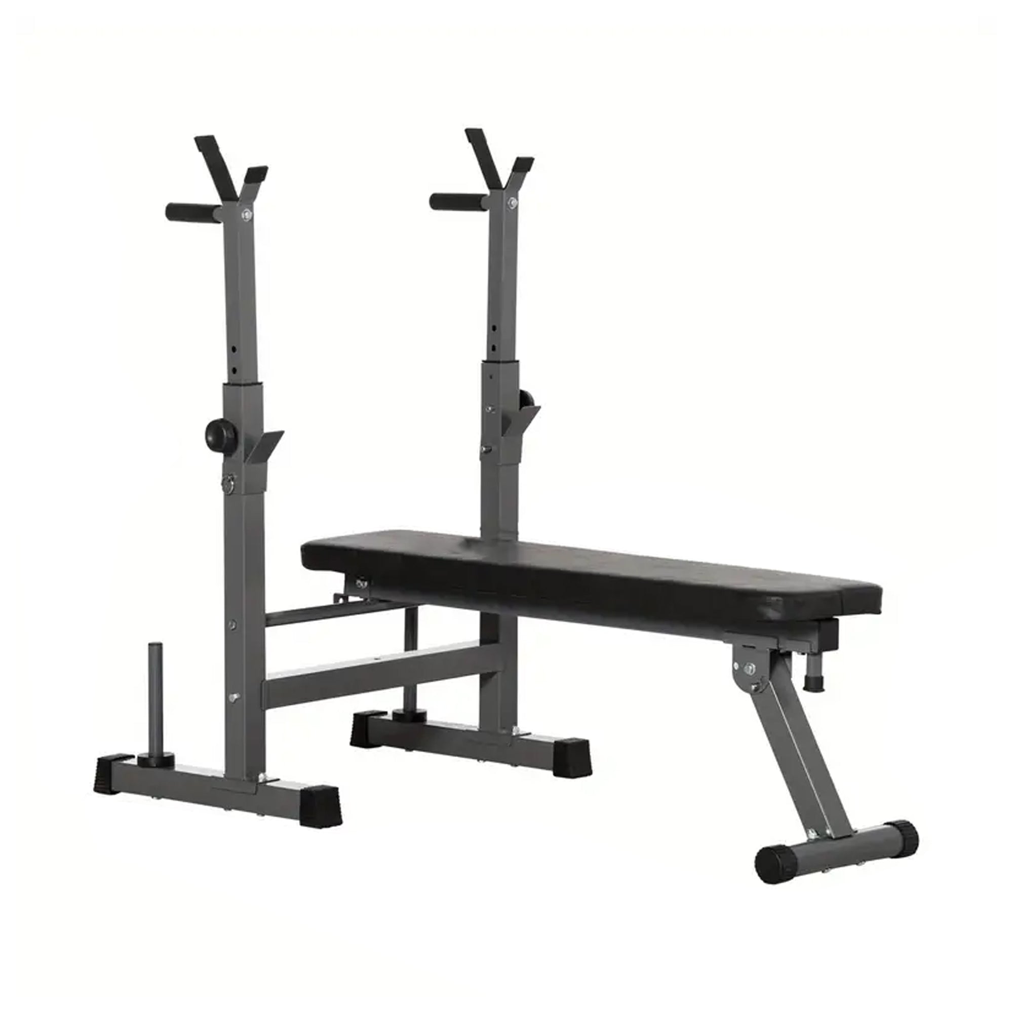Heavy-Duty Adjustable Workout Bench with Dip Handles & Bar Rack – Foldable Steel Frame, Incline/Decline Angles for Compact Home Gym Strength Training