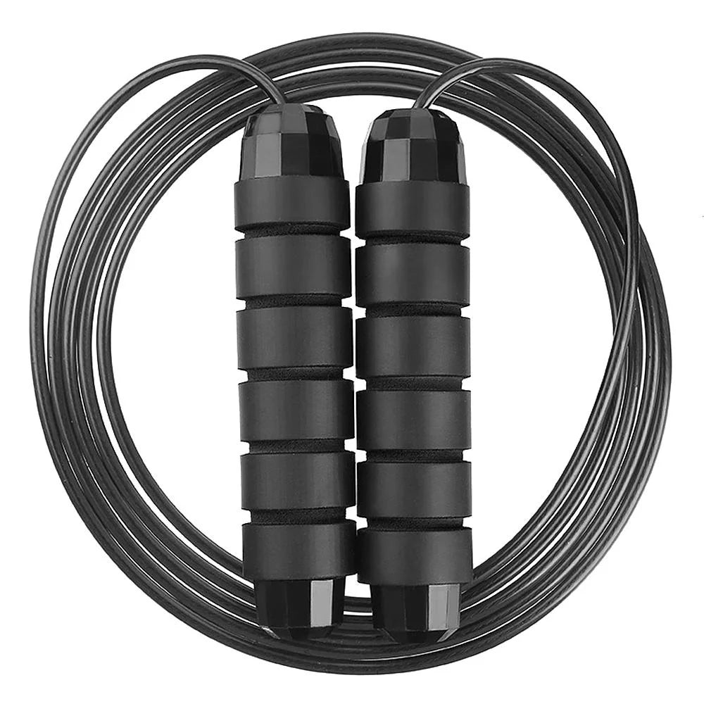 Black Adjustable Skipping Rope – Durable, Tangle‑Free Coated Cable, Comfortable Grip – Perfect for Cardio, Home Gym Workouts