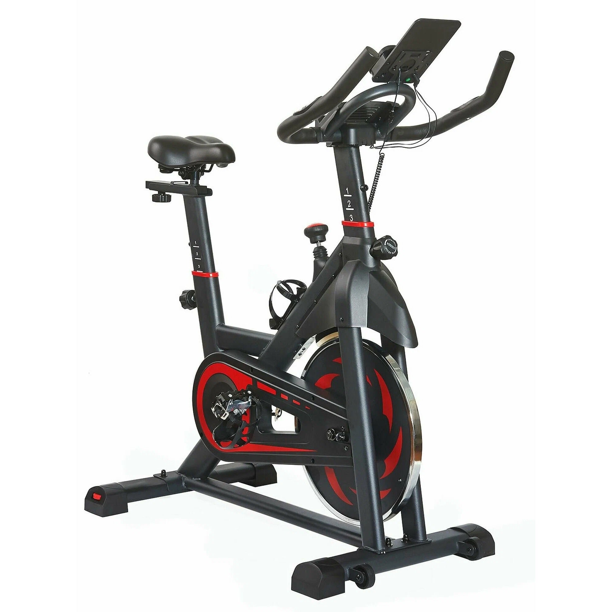 Silent Belt-Driven Exercise Bike with LCD Monitor & Media Shelf – Adjustable Indoor Cycle for Home Cardio, Small Space Fitness Studios