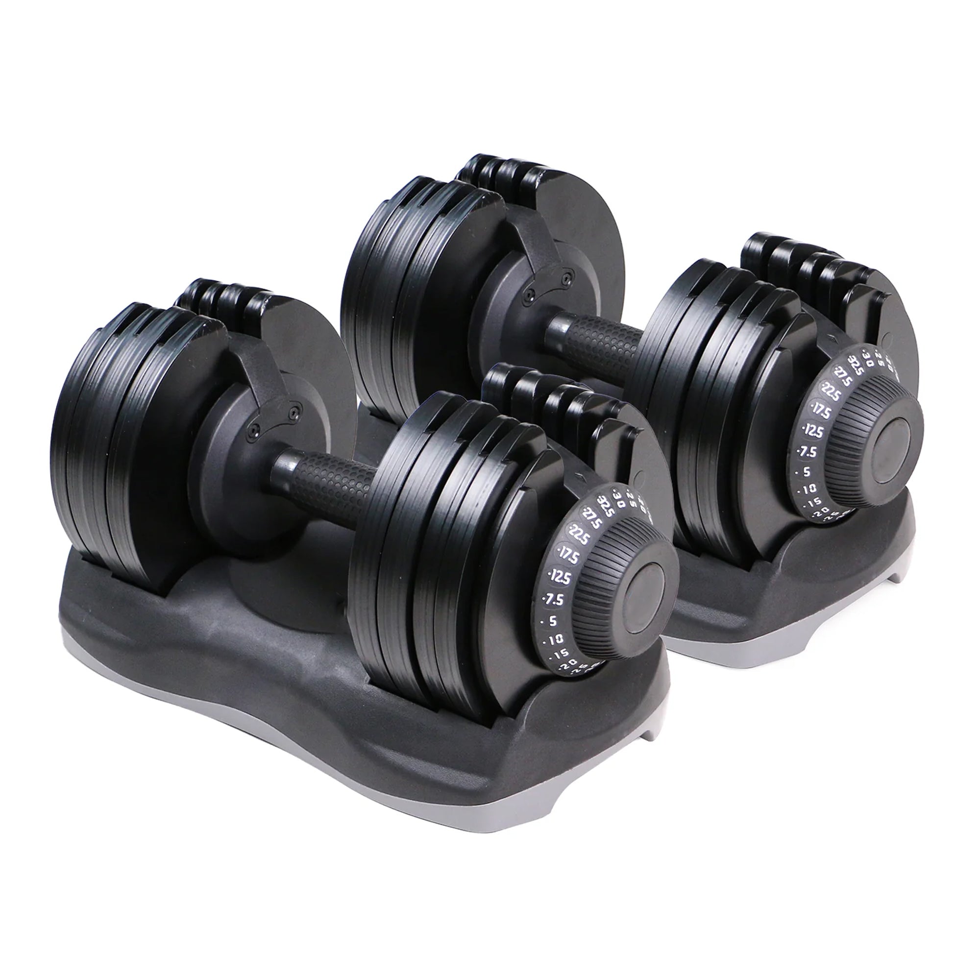 Adjustable Dumbbells 5–32.5 kg Pair – Cast Iron 12‑in‑1 Selectable Free Weights for Home Gym Strength Training