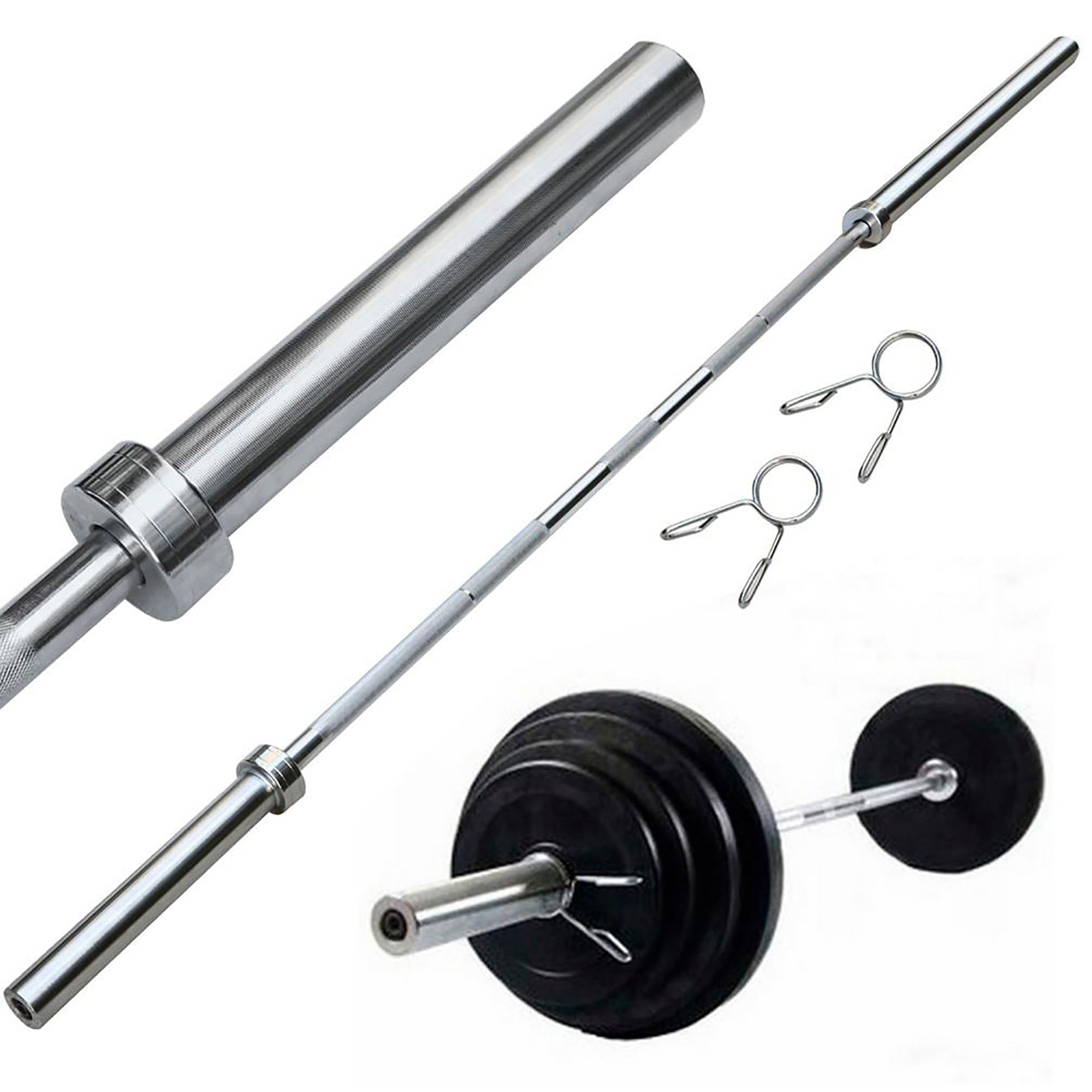 Premium Olympic 2″ Weightlifting Bar – Solid Steel, Chrome Finish, Rotating Sleeves, Multi-Length Barbell for Bench, Squat, and Home Power Training