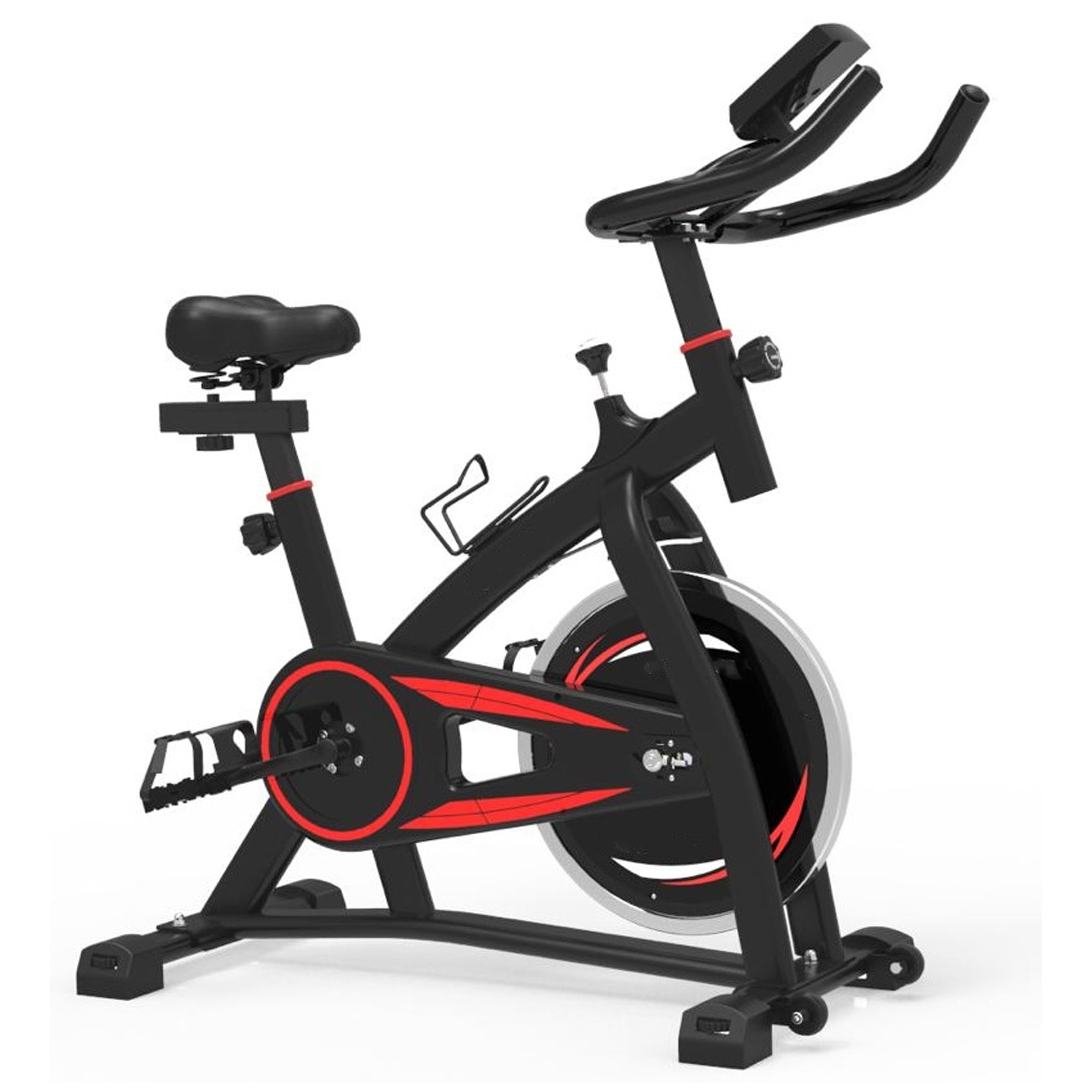 Silent Belt-Driven Exercise Bike with LCD Monitor & Media Shelf – Adjustable Indoor Cycle for Home Cardio, Small Space Fitness Studios