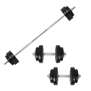 Barbell with weight plates on a white background