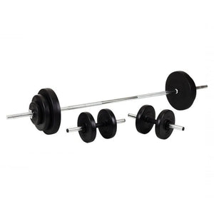 Barbell with weight plates on a white background