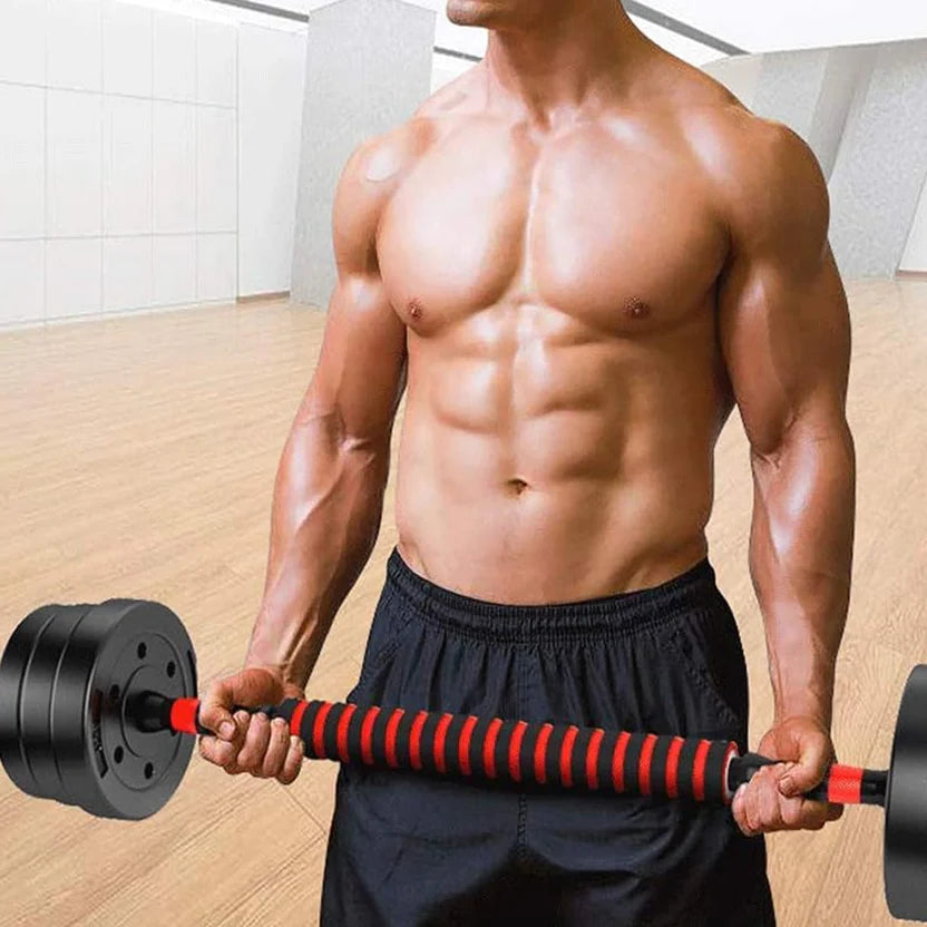 Set of black hexagonal dumbbells on a white background