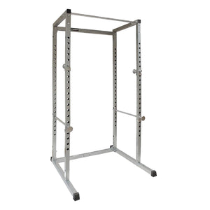 Silver power rack on a white background
