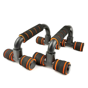 Set of black and orange push-up handles on a white background