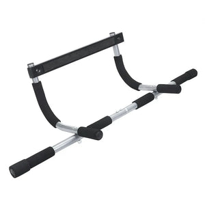 Gymnastic rings with black handles on a white background
