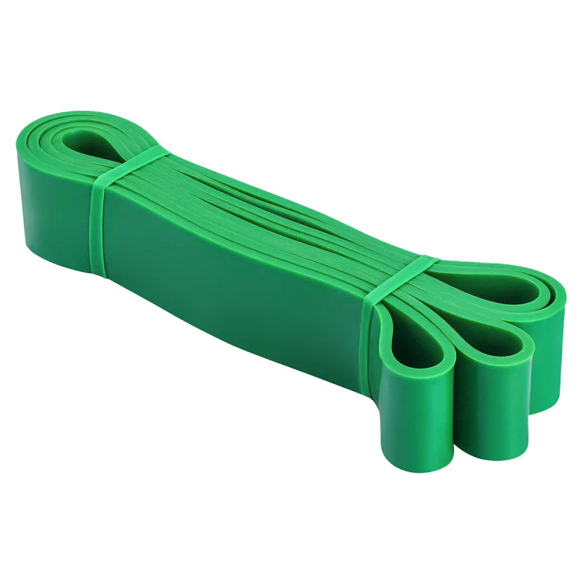 Green resistance band on a white background