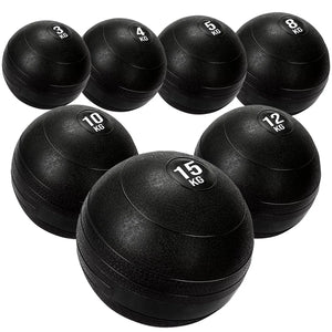 Set of black weight balls with varying weights on a white background
