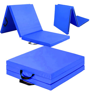 Blue folding mat with handles on a white background