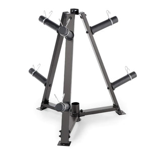 Black metal weight rack on a white background