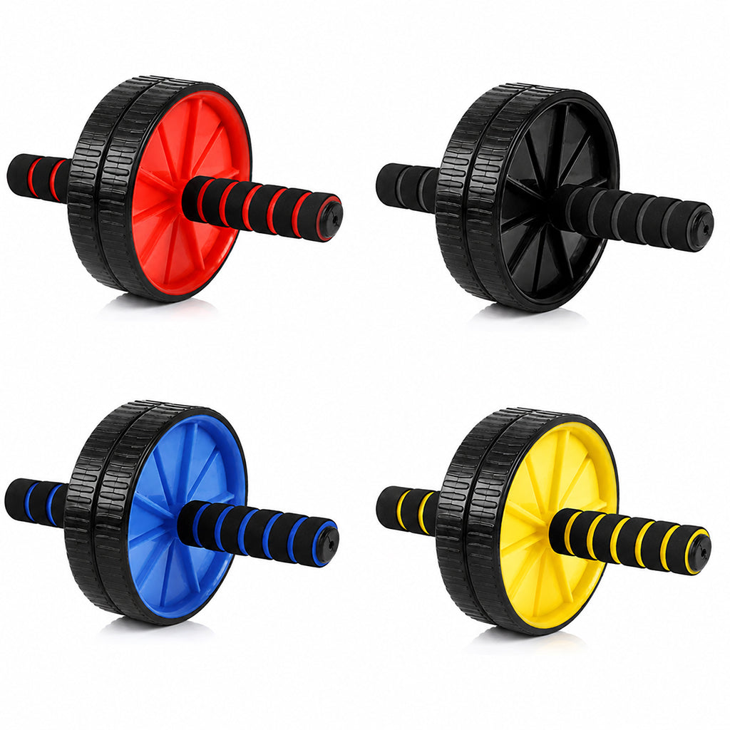 Double-Wheel Core Ab Roller with Thick Knee Support – Adjustable Stability Trainer for Safe, Compact Home Gym Workouts