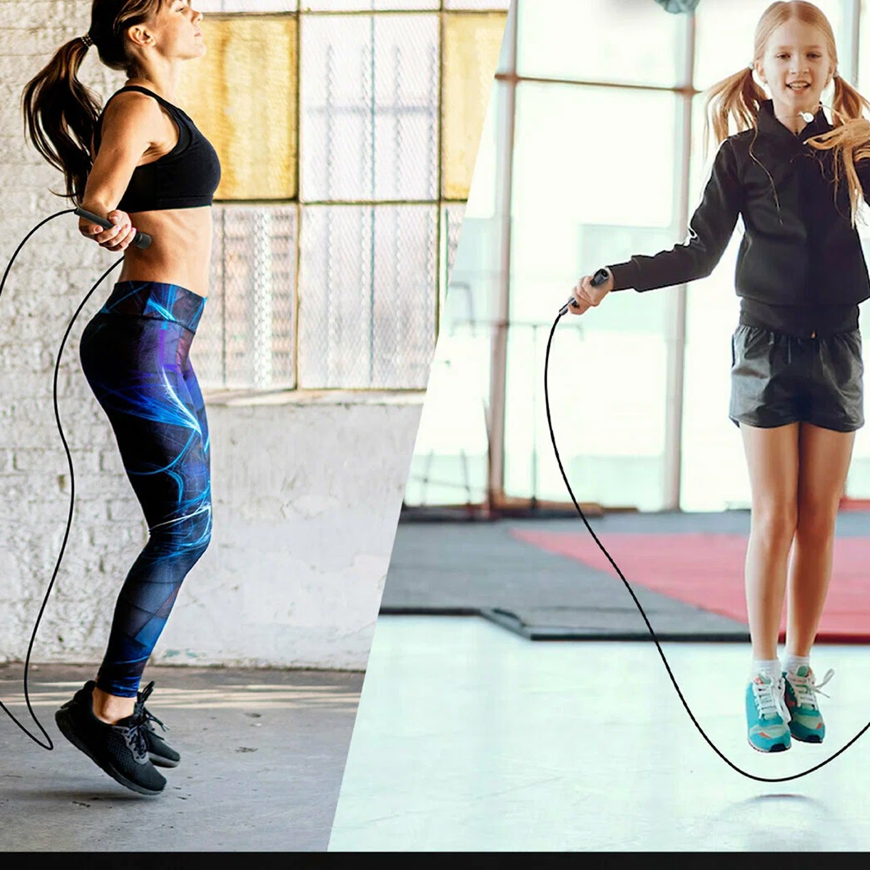 Black Adjustable Skipping Rope – Durable, Tangle‑Free Coated Cable, Comfortable Grip – Perfect for Cardio, Home Gym Workouts