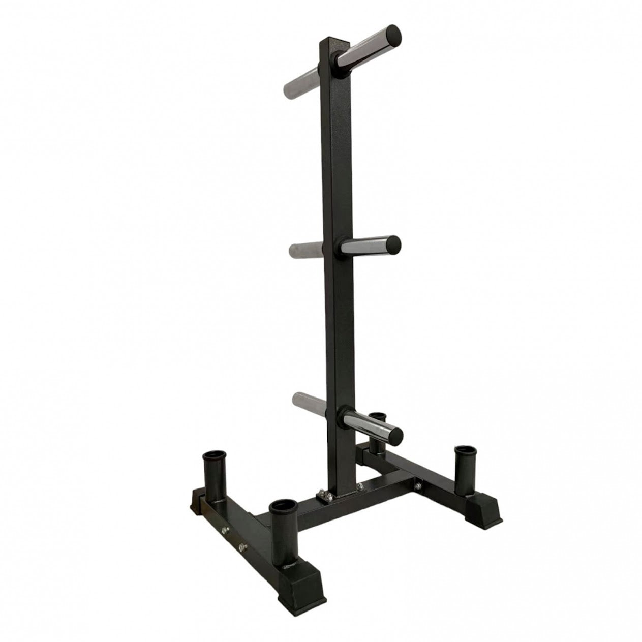 3-Tier Olympic Weight Rack with Barbell Holder – Heavy-Duty Steel Plate Tree, Powder-Coated Finish, 200 kg Capacity, Ideal for Compact Home Gyms