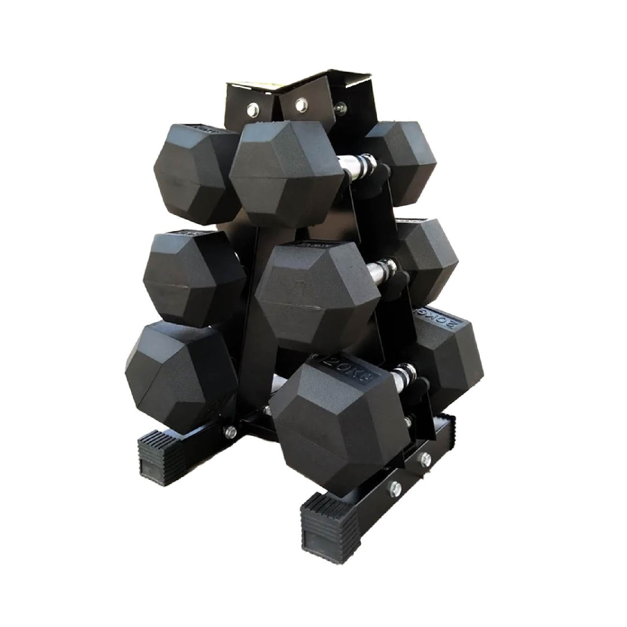 Versatile Hex Dumbbell Set 2.5kg–15kg with Optional Vertical Tier 3 Rack – Compact Rubber-Coated Weights for Strength Training & Space-Saving Home Gym Workouts